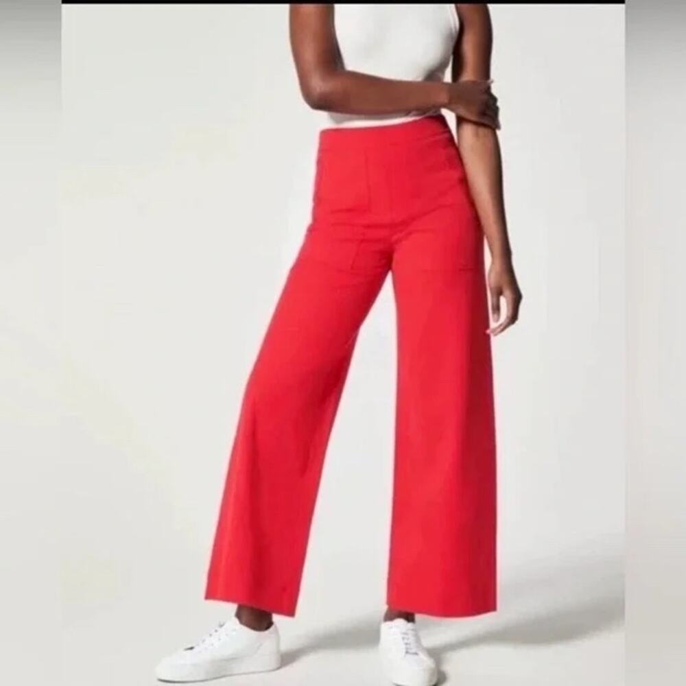 SPANX Red Wide-Leg High-Rise Pants